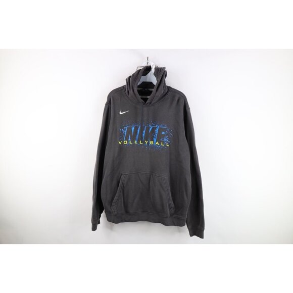 Vintage Y2K Nike Volleyball Womens Large Faded Spell Out Mini Swoosh Hoodie Gray - Picture 1 of 14